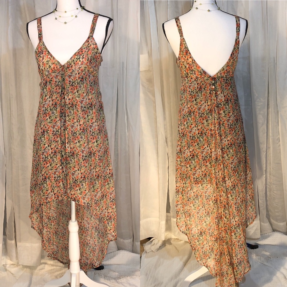 Forever 21 Sheer Hi Low Summer Dress - Button Back